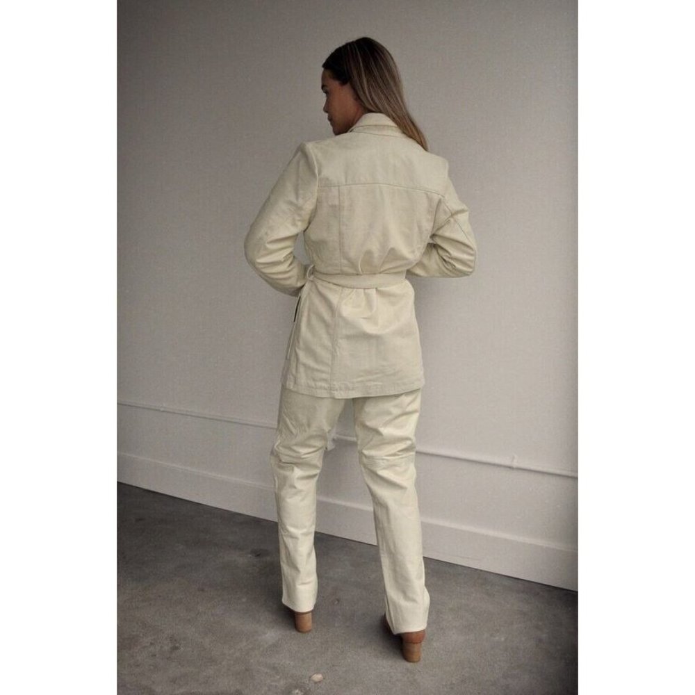 Tach Clothing Dilma Leather Pant Ivory Cream Straight Blogger - Picture 3 of 6